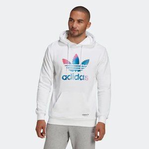 Adidas Graphic Trefoil Pullover Hoodie Sweater HC7110 White Mens Size L